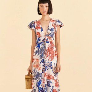 Farm Rio Mixed Lobsters Midi Dress Size Small